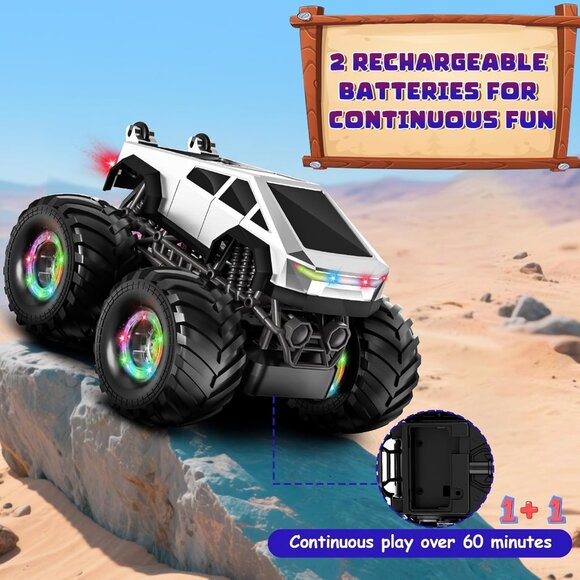 Remote Control Car 1:18 Amphibious 4WD Off-Road RC Trucks 360° Rotating Monsters - Picture 6 of 7